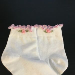 Women's socks hand made embellished frilly crochet